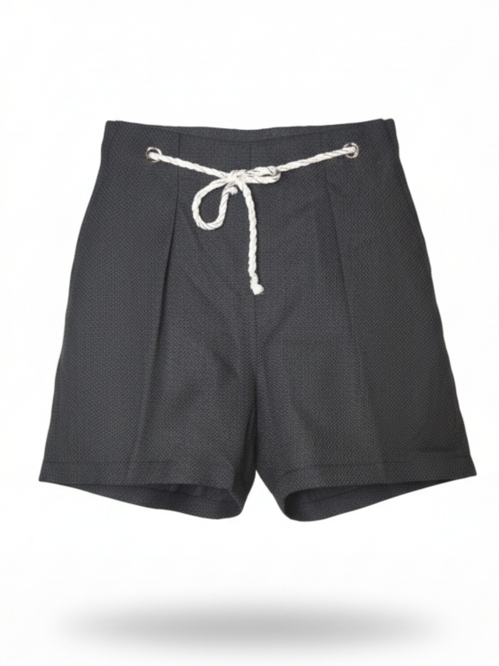 NWT Dottie High-Waist Black Bermuda Shorts with Rope Drawstring